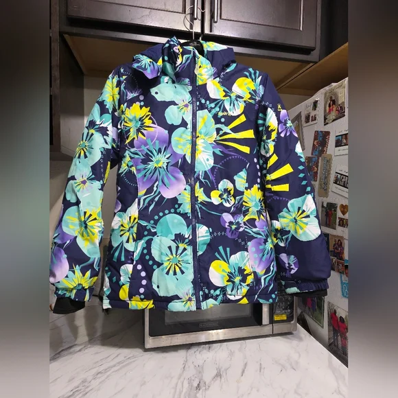 Kamik Kids Puffer Jacket - Navy and Floral - Picture 4 of 14